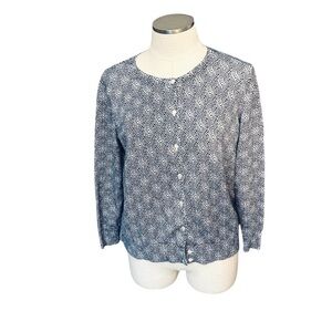 L.L. Bean Blue 3/4 Sleeve Cardigan Sweater